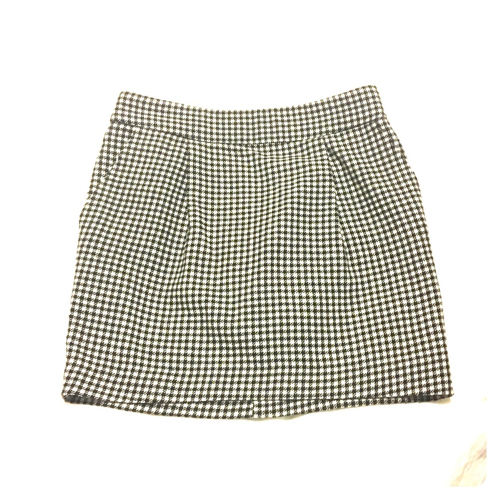 Mango Black and White Gingham Checkered Miniskirt
